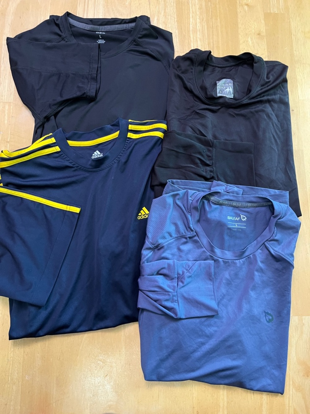 4 Adidas Baleaf DSG Polar Max Men's Short and Long Sleeve Athletic Tees Bundle